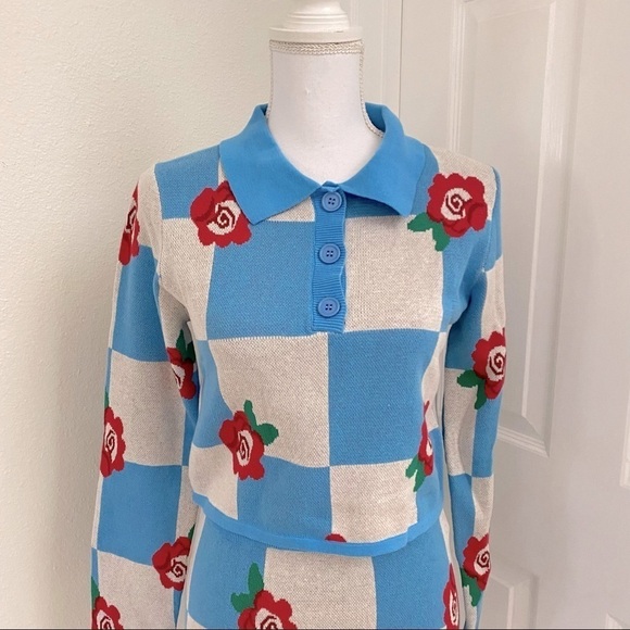 Glamorous Rose Checkerboard Top and Skirt Set Sz Med - Picture 4 of 13